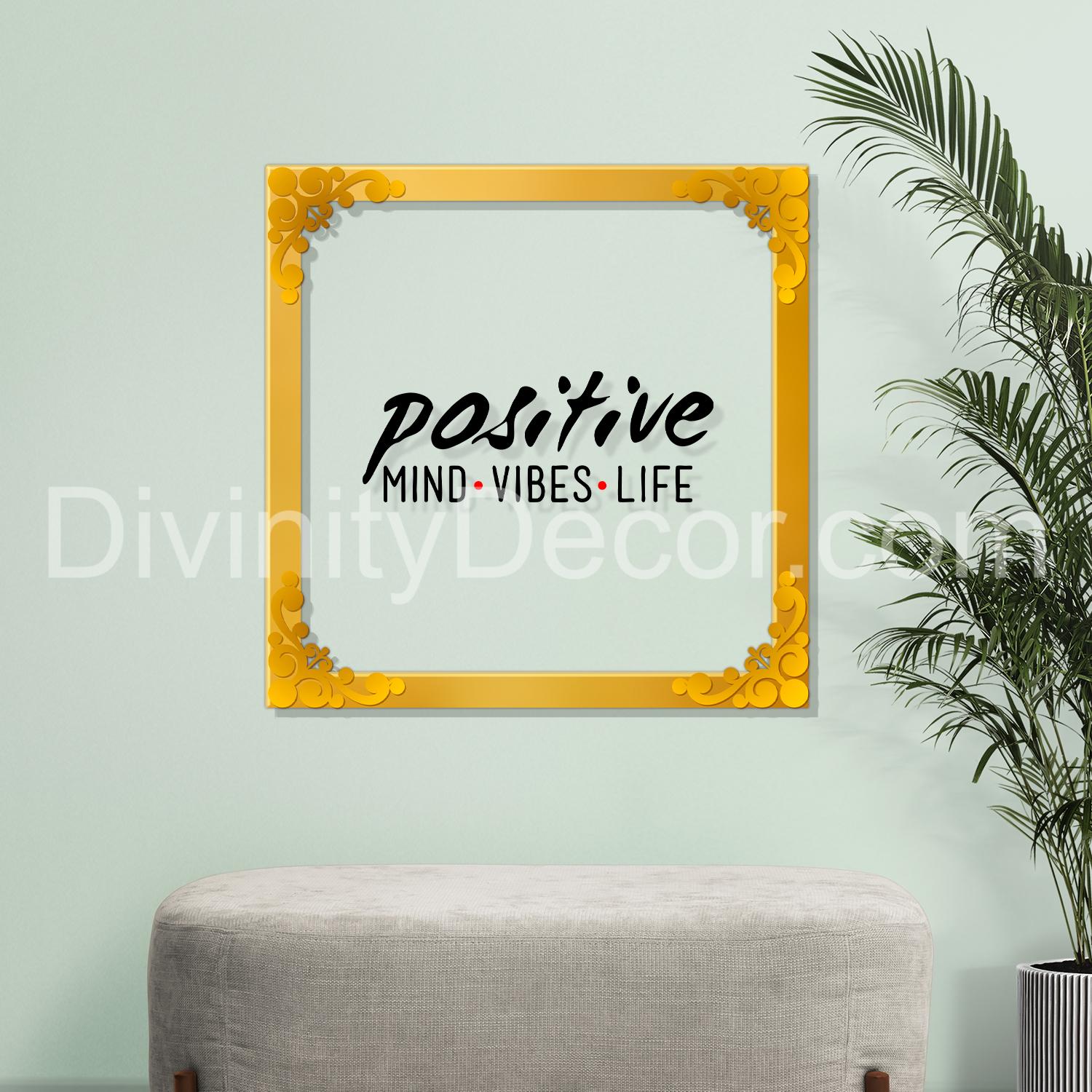 Good vibes only Golden Plaque for Gifting, Wall Decor Clear UV print with Golden Border-21