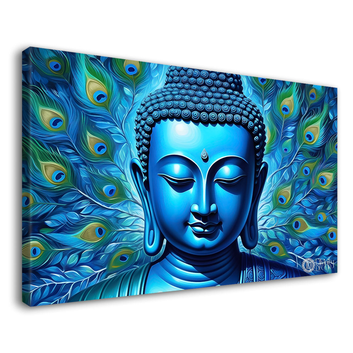 Buddha with light blue textured painting Canvas Wall Painting - Buddha-21