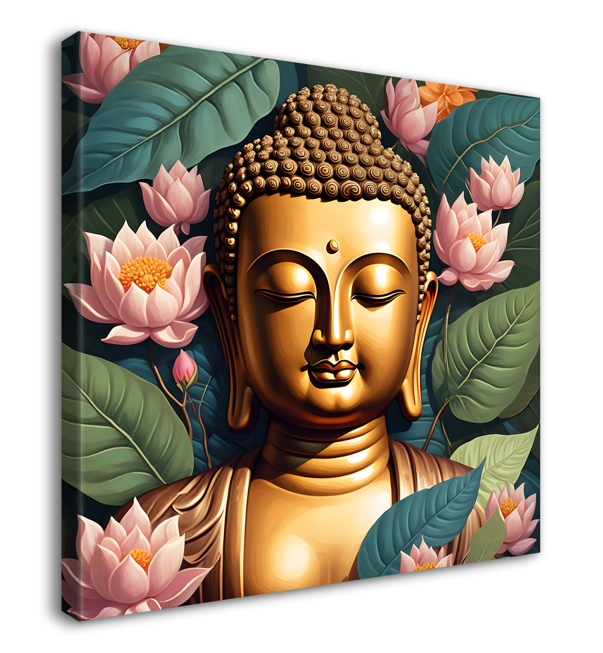 Pestal color buddha painting with lotus flower 24x24 inch Buddha-S-21