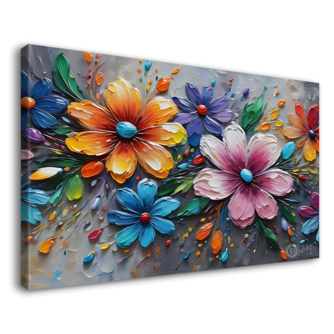 Colorful flowers textured painting- Design - Flower-21