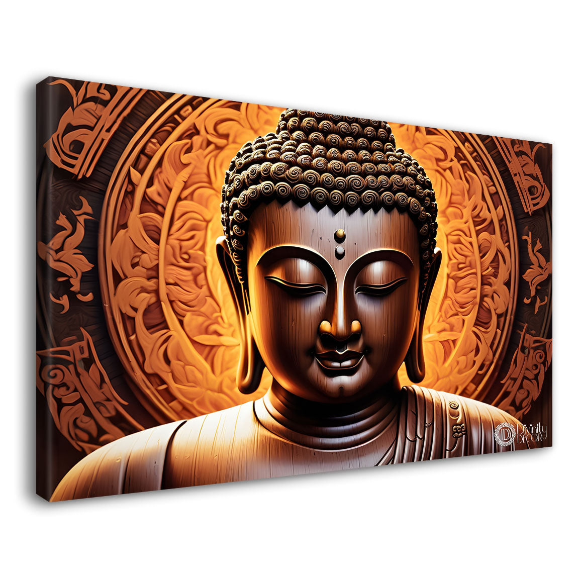 Golden buddha with yellow textured background painting Canvas Wall Painting - Buddha-220