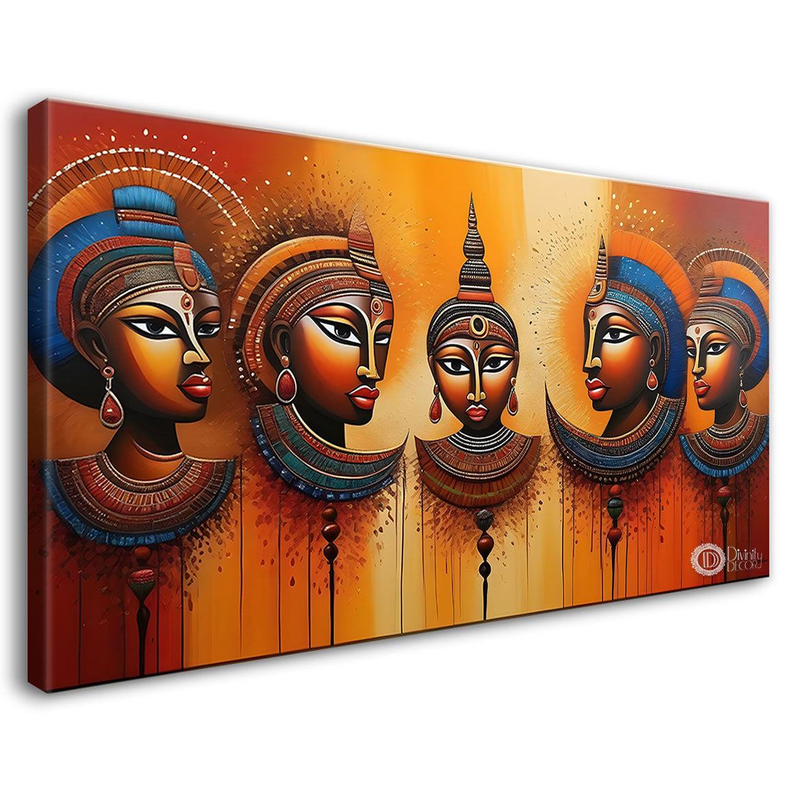 Multiple tribal women textured modern art Canvas Painting - Design - Modern-L-222