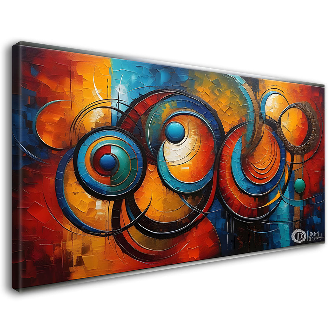 Blue half moon pattern in textured modern art Canvas Painting - Design - Modern-L-223