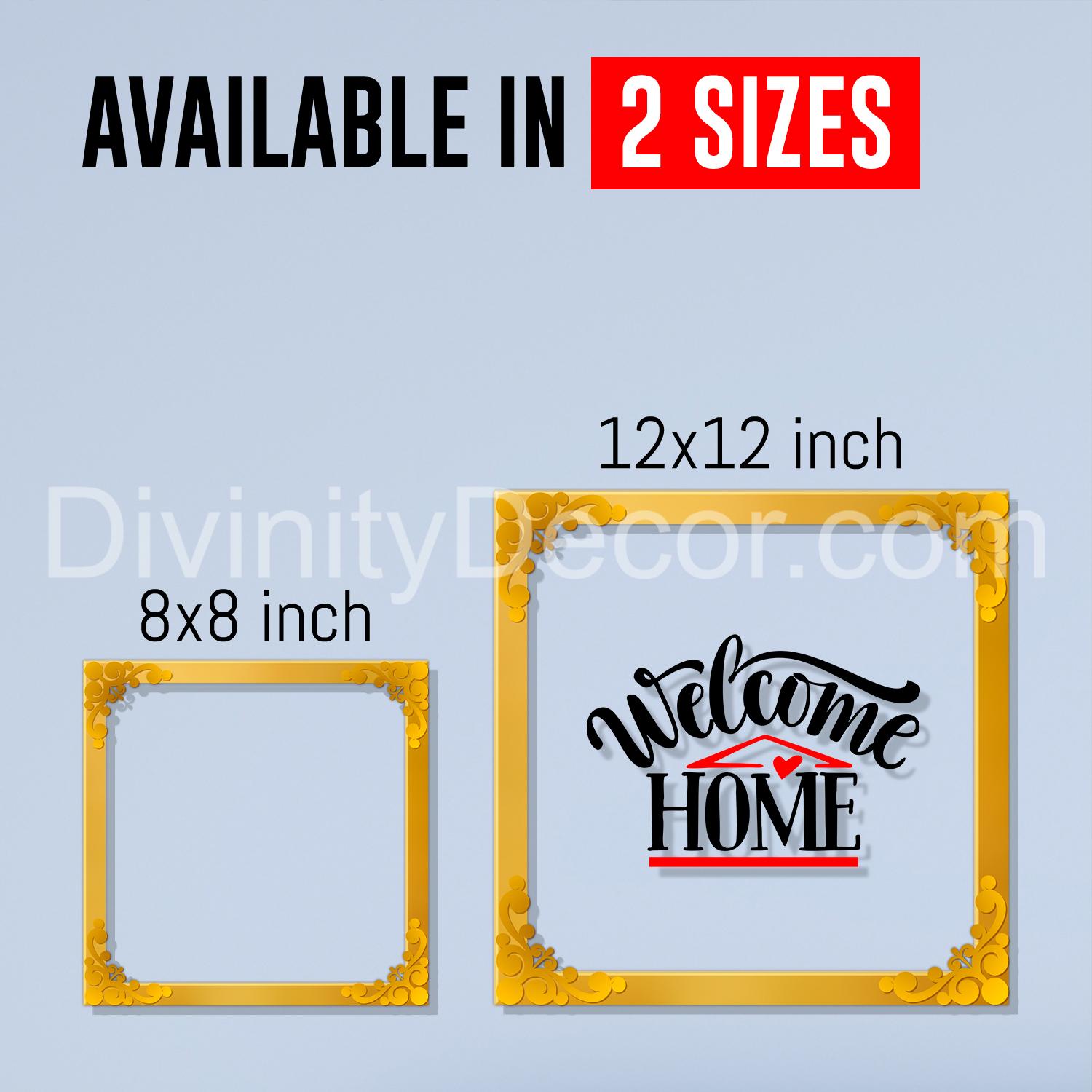 Welcome home Golden Plaque for Gifting, Wall Décor Clear UV print with Golden Border-224