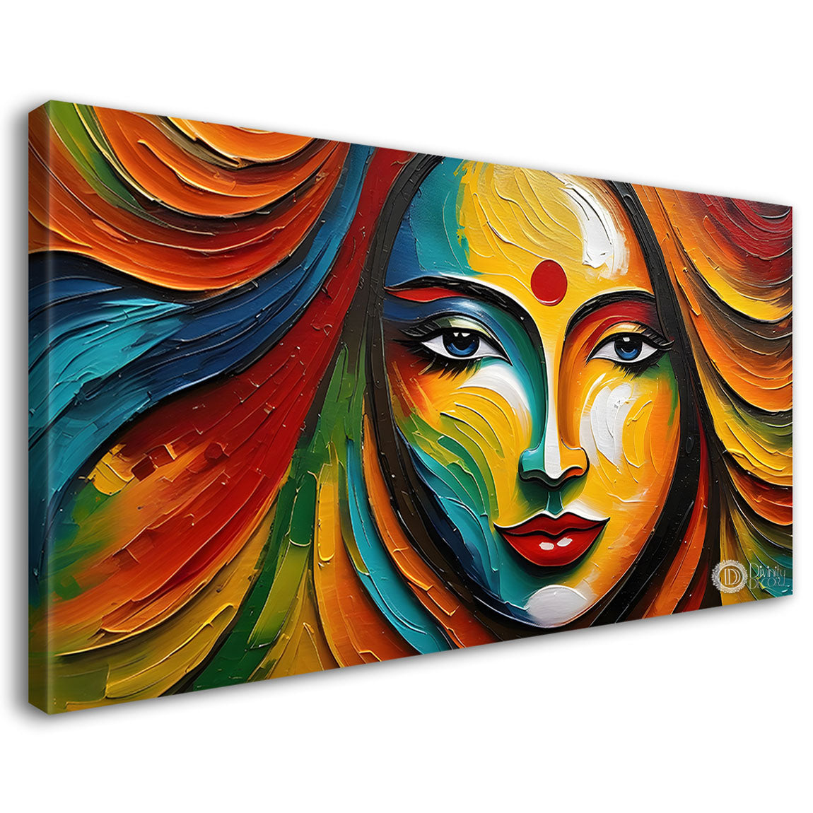 Colorful face lady with textured Canvas Painting - Design - Modern-L-224