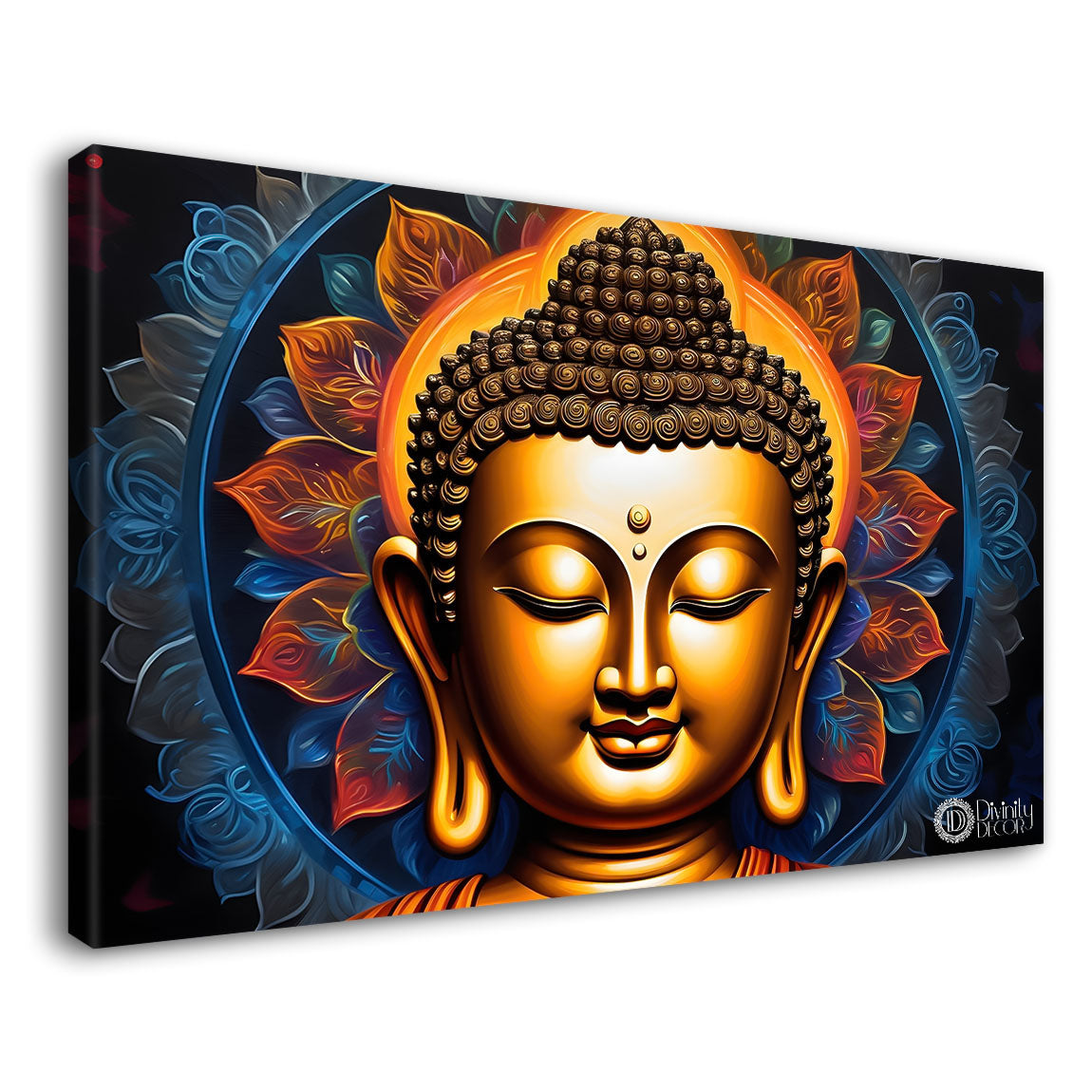 Golden buddha with textured background painting Canvas Wall Painting - Buddha-225