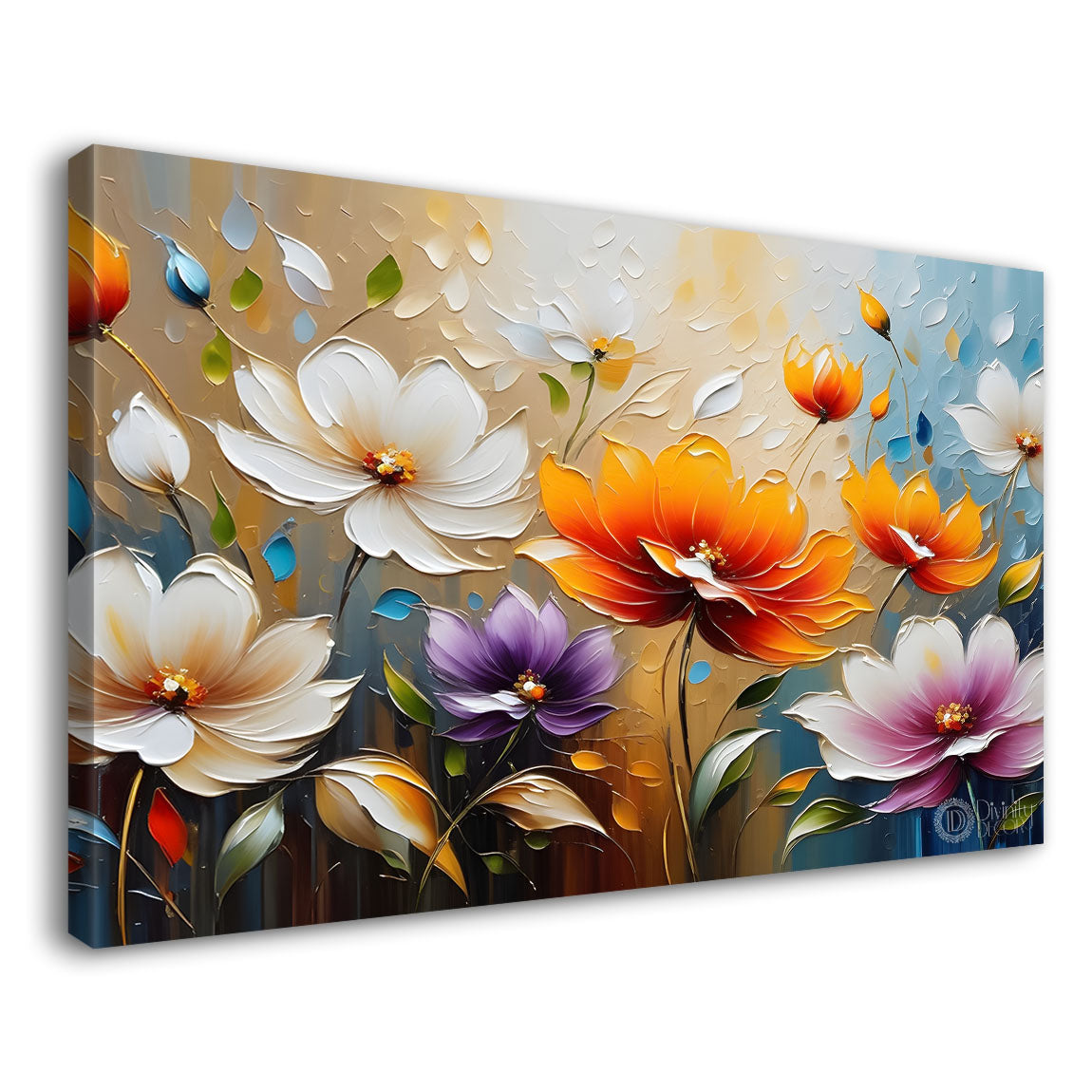 Orange and white flowers in light background- Design - Flower-225