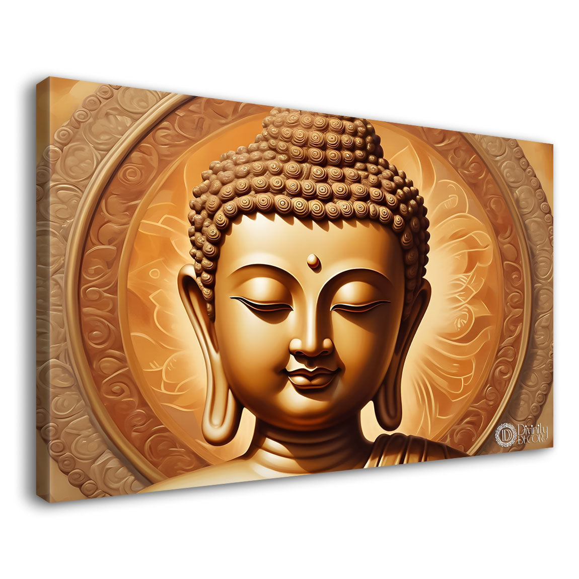Golden buddha with light textured background painting Canvas Wall Painting - Buddha-227