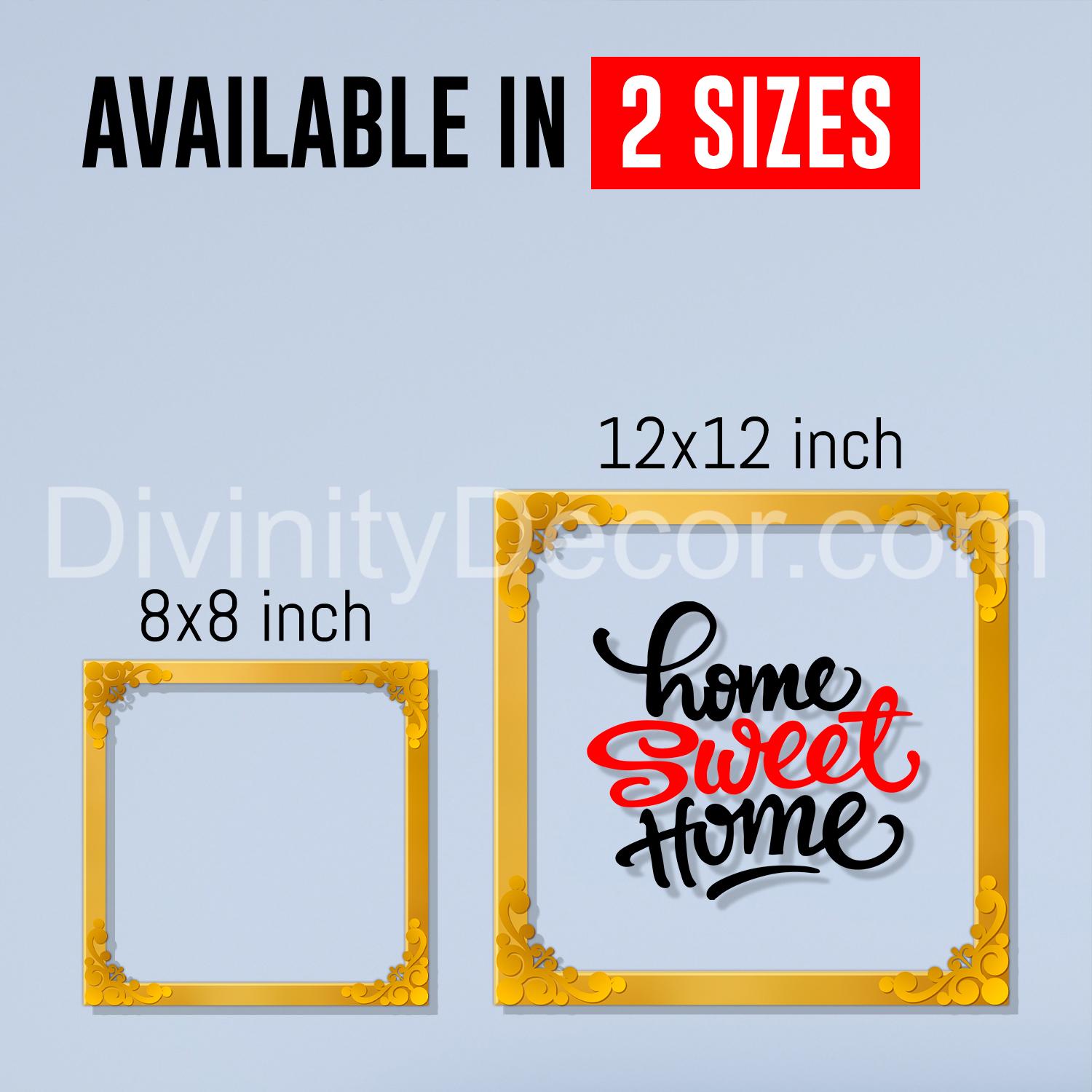 Home sweet home Golden Plaque for Gifting, Wall Décor Clear UV print with Golden Border-228