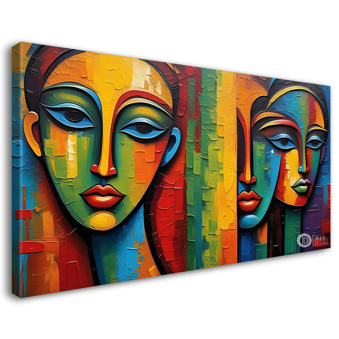 Colorful faces textured art Canvas Painting - Design - Modern-L-228