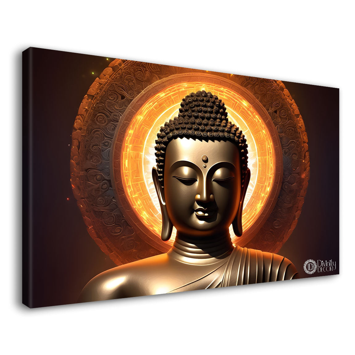 Golden buddha with dark background painting Canvas Wall Painting - Buddha-22