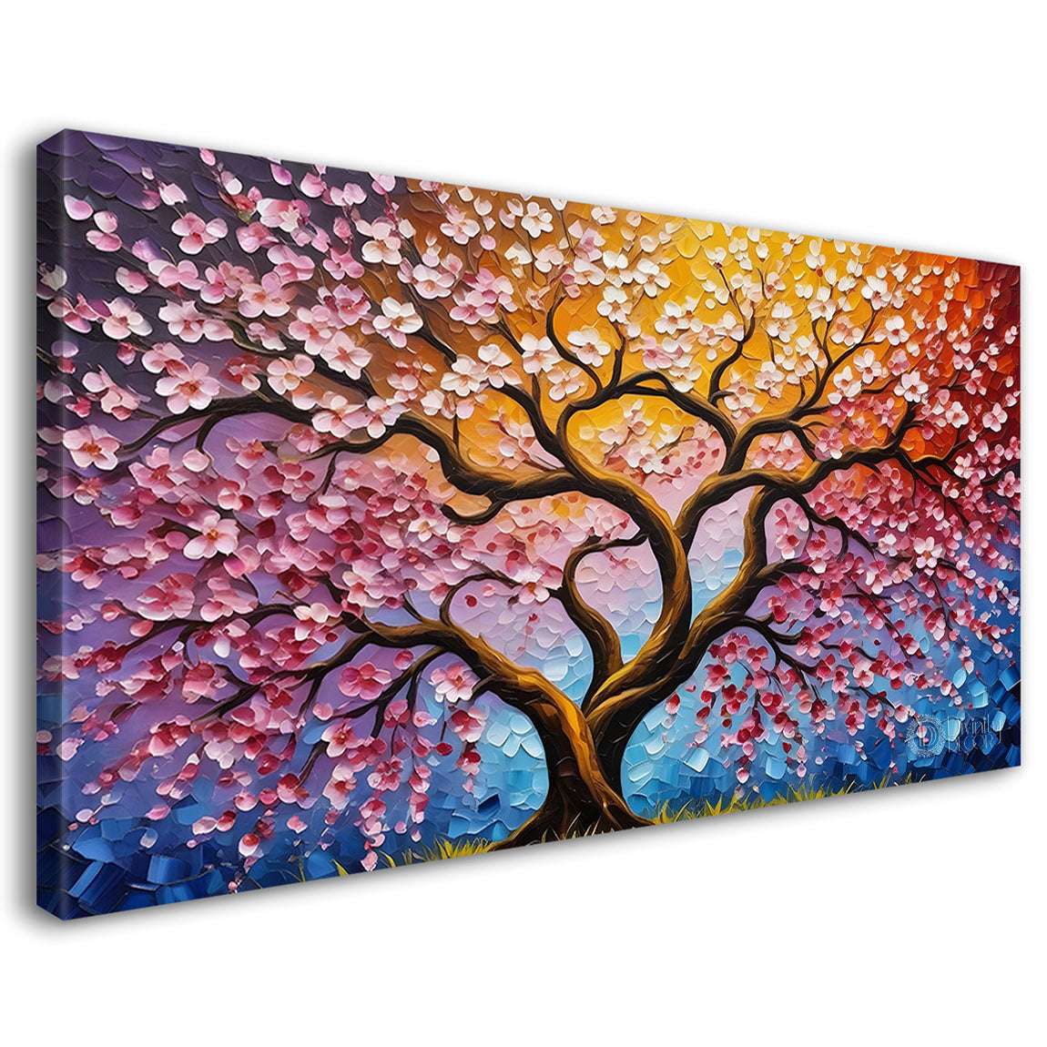 Summer tree in textured oil painting Canvas Painting - Design - Tree-22