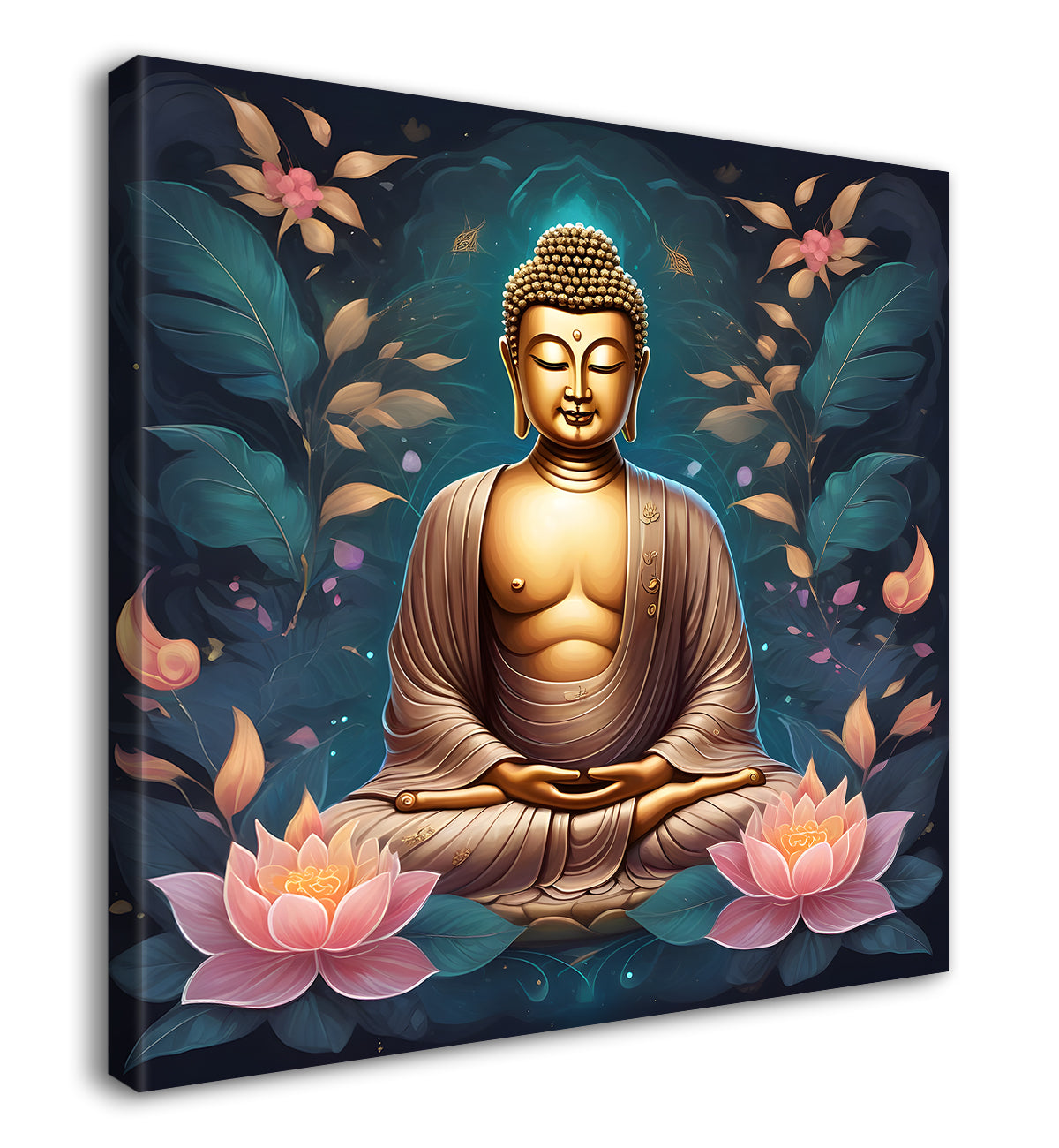 Pestal color buddha painting with lotus flower 24x24 inch Buddha-S-22