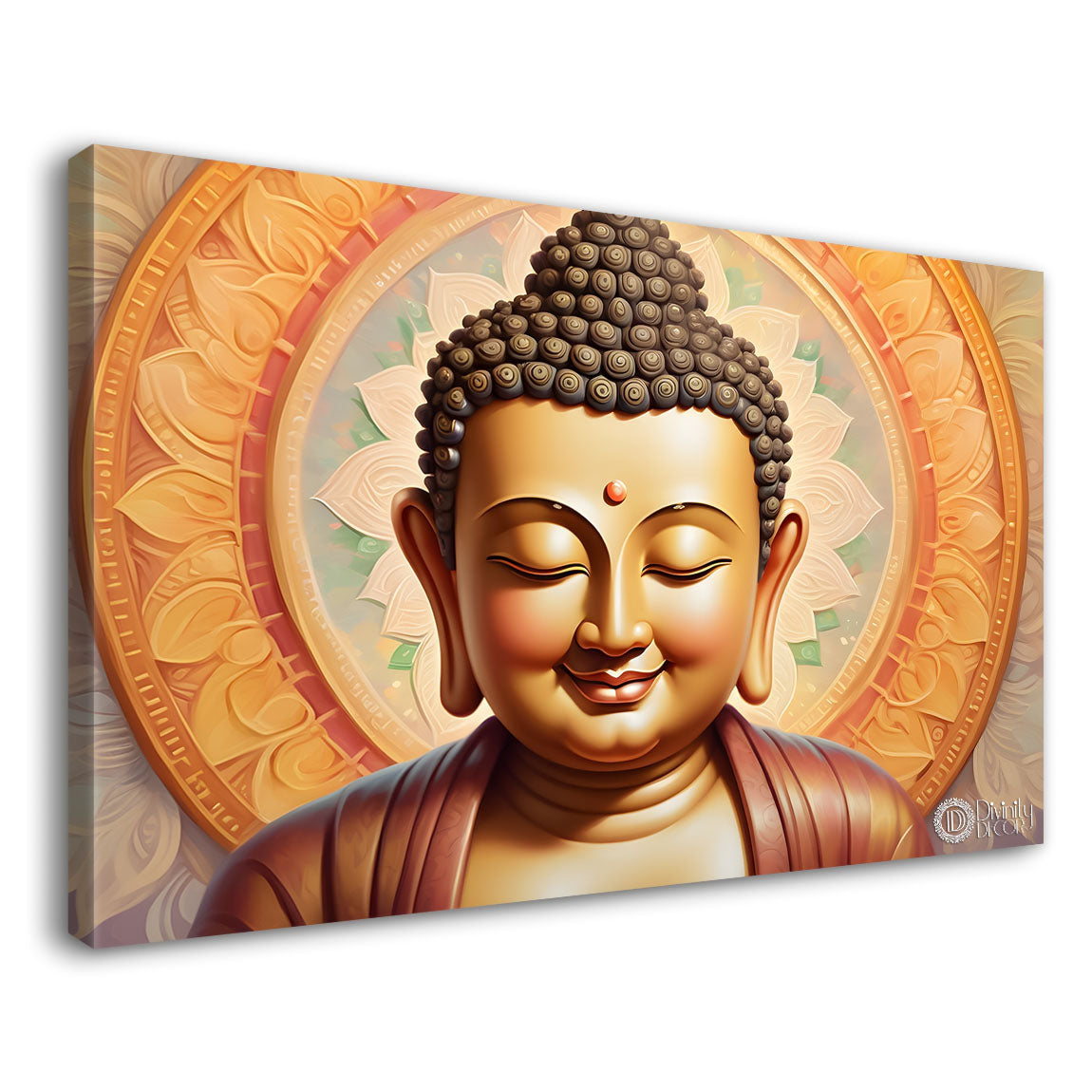 Golden buddha with light textured background painting Canvas Wall Painting - Buddha-230