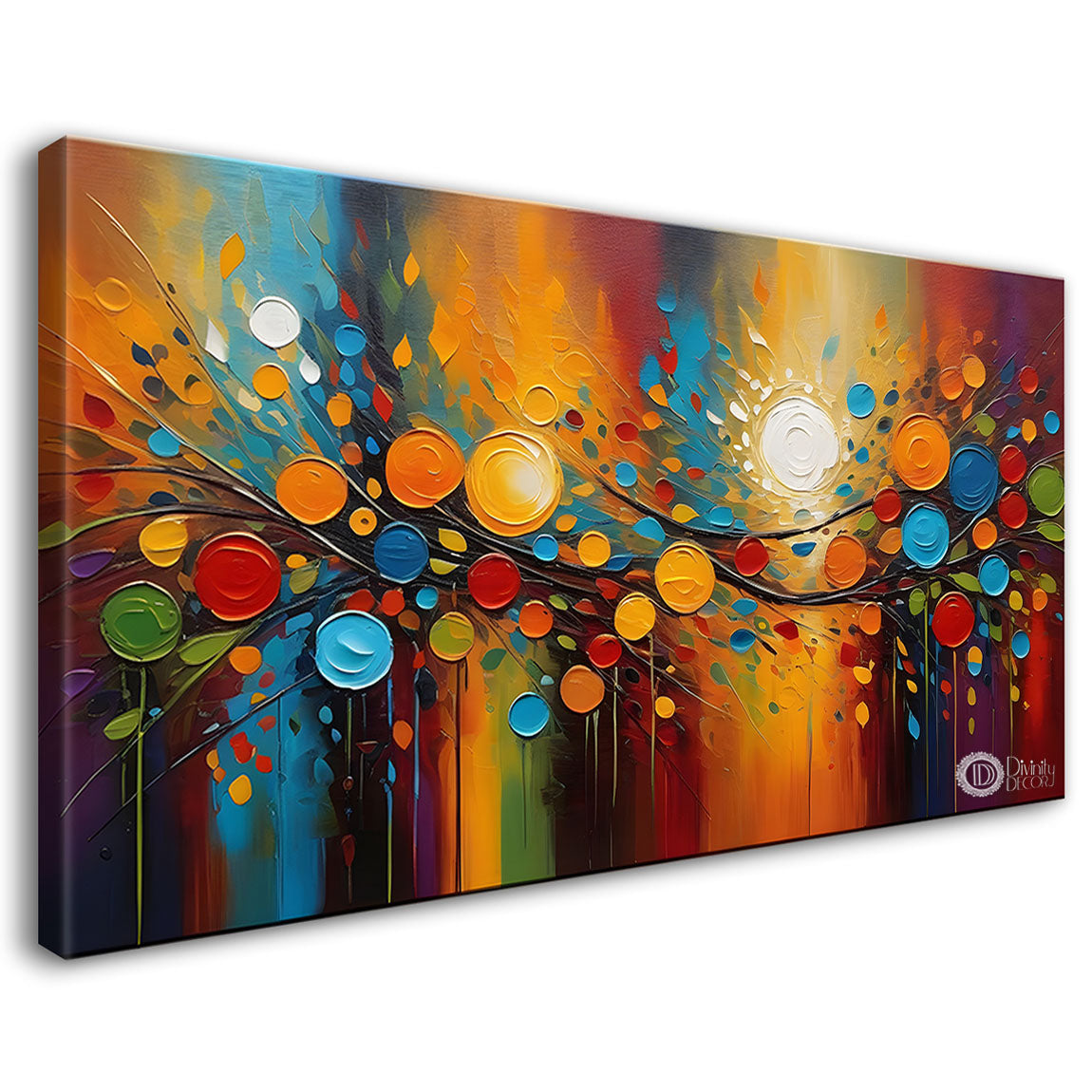Colorful branch with textured art Canvas Painting - Design - Modern-L-230