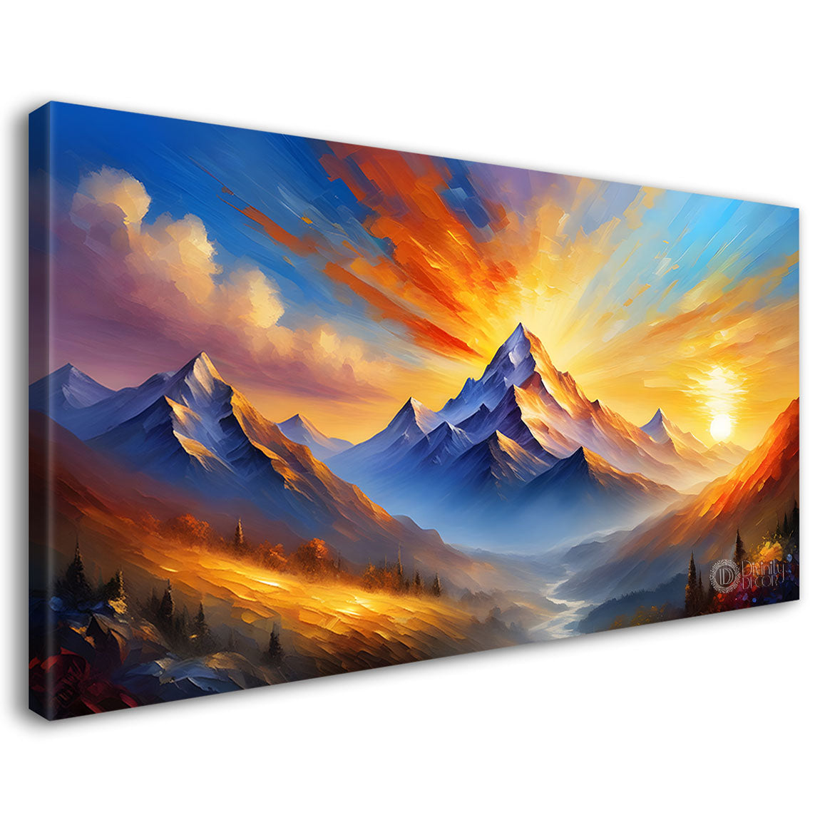 Mountains with colorful sky painting Canvas Painting - Nature Art -230