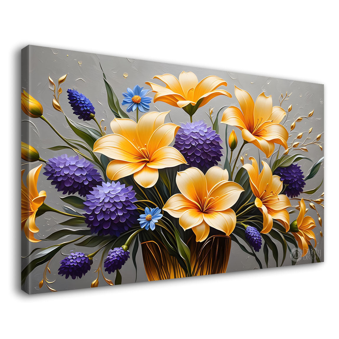 Yellow flowers in grey background- Design - Flower-230