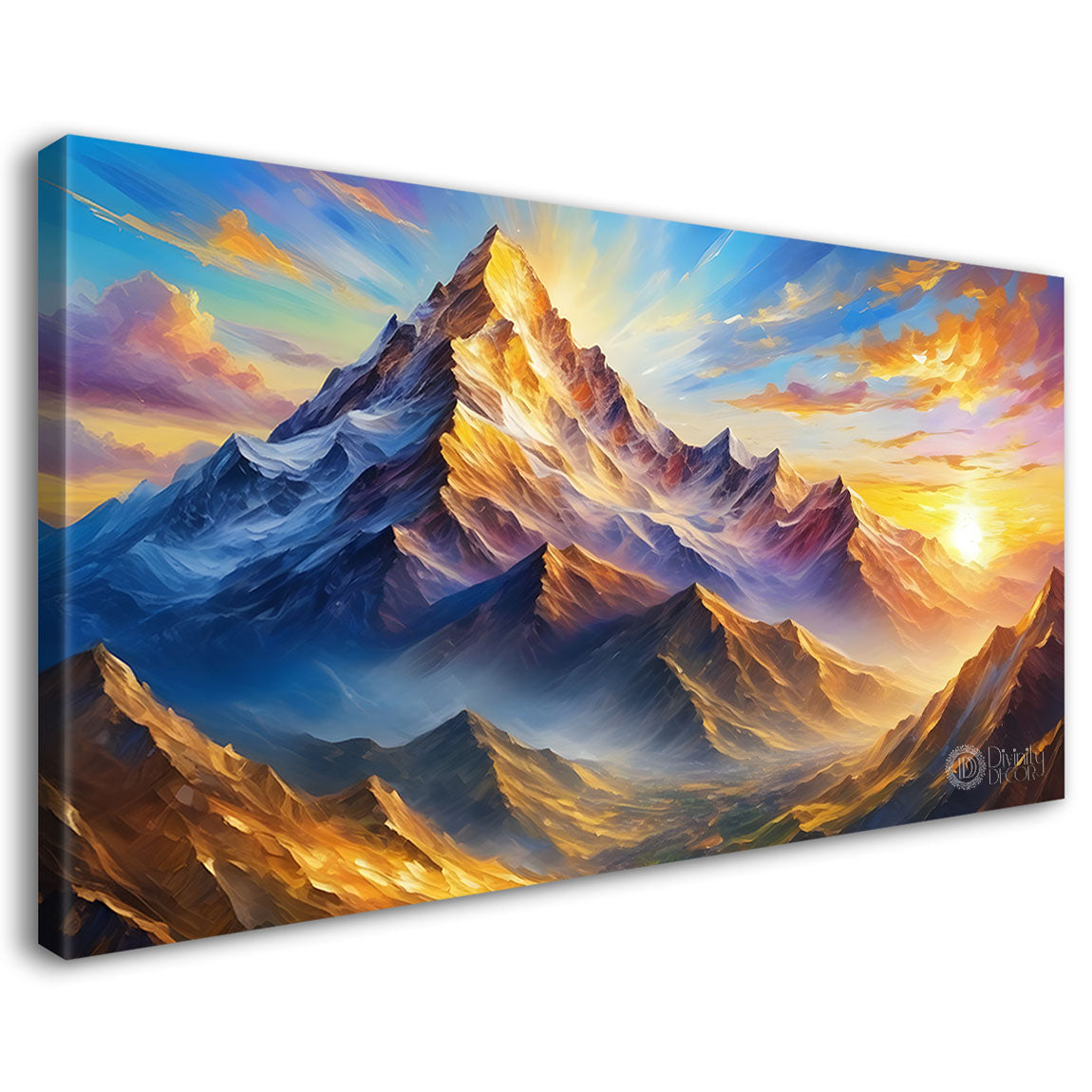 Mountains and trees in water color painting Canvas Painting - Nature Art -231