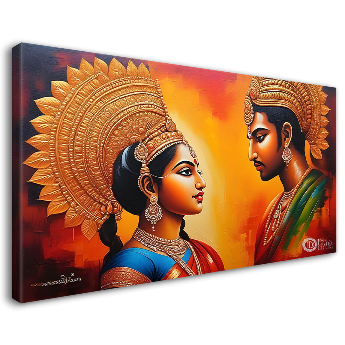 Beautiful couple textured modern art Canvas Painting - Design - Modern-L-231