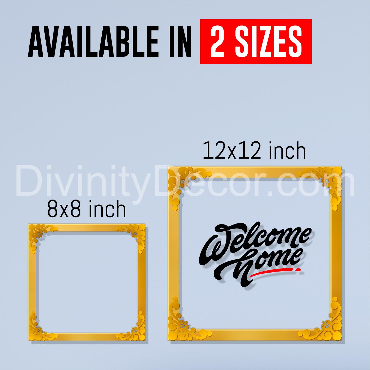 Welcome home Golden Plaque for Gifting, Wall Décor Clear UV print with Golden Border-232