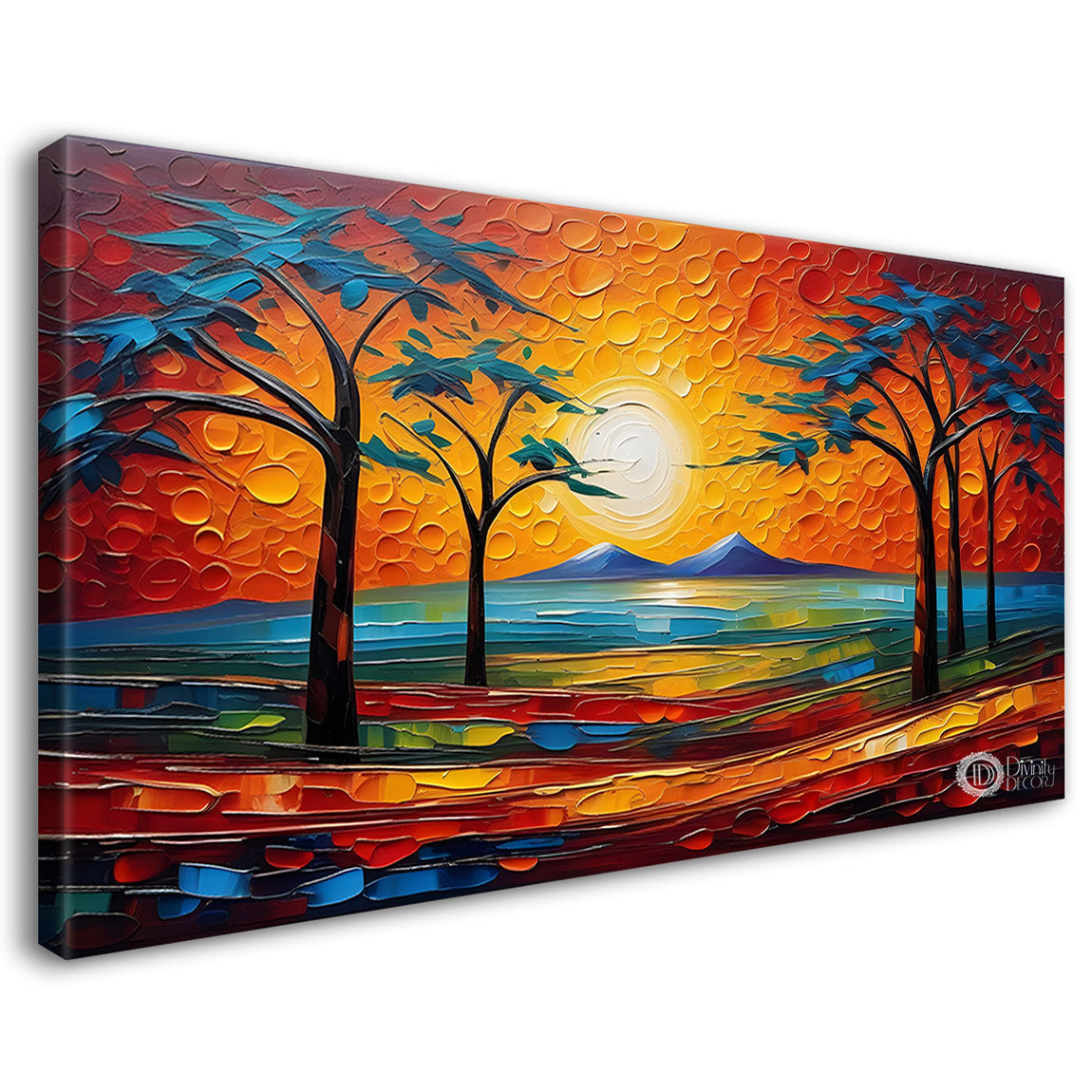 Sunset view textured modern art Canvas Painting - Design - Modern-L-232
