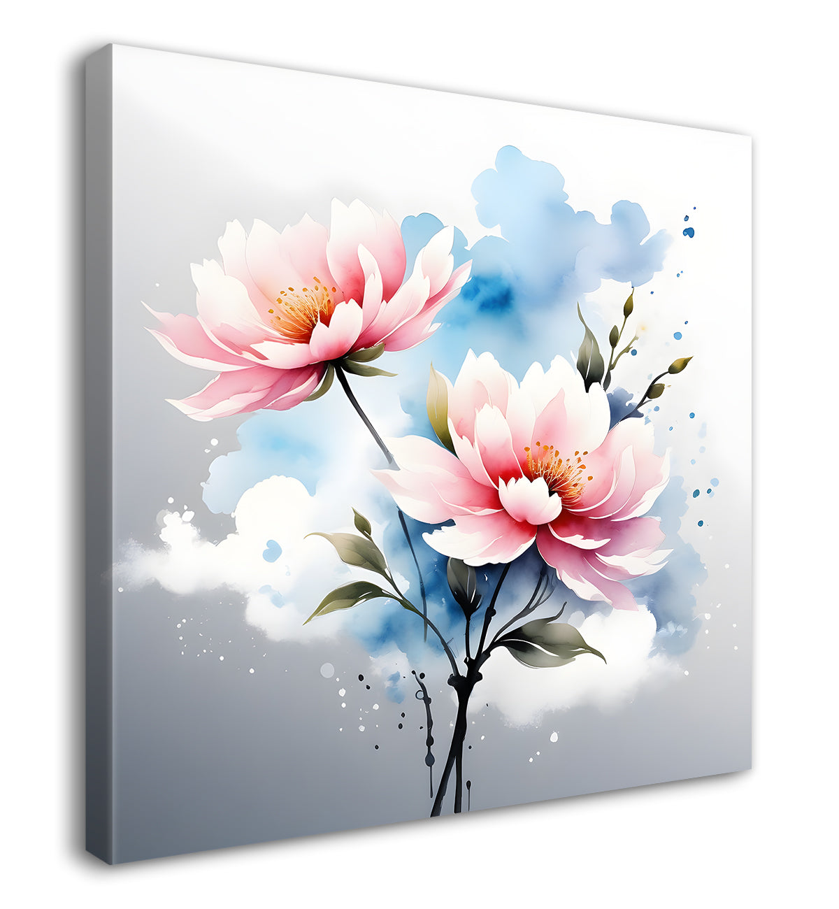 Pink flowers in water colour painting - Flower-S-232