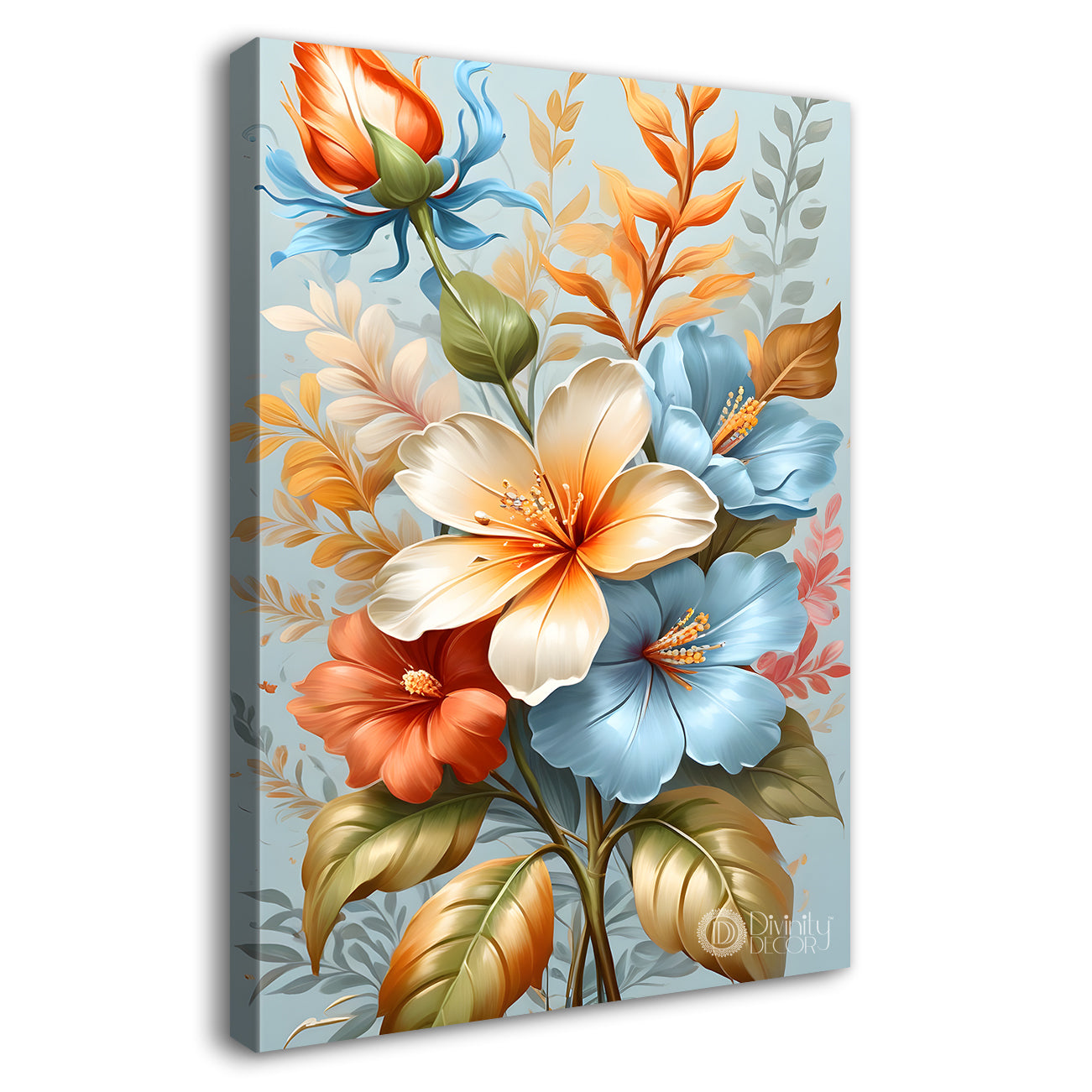 Colourful flowers with light textured painting- Flower-V-233