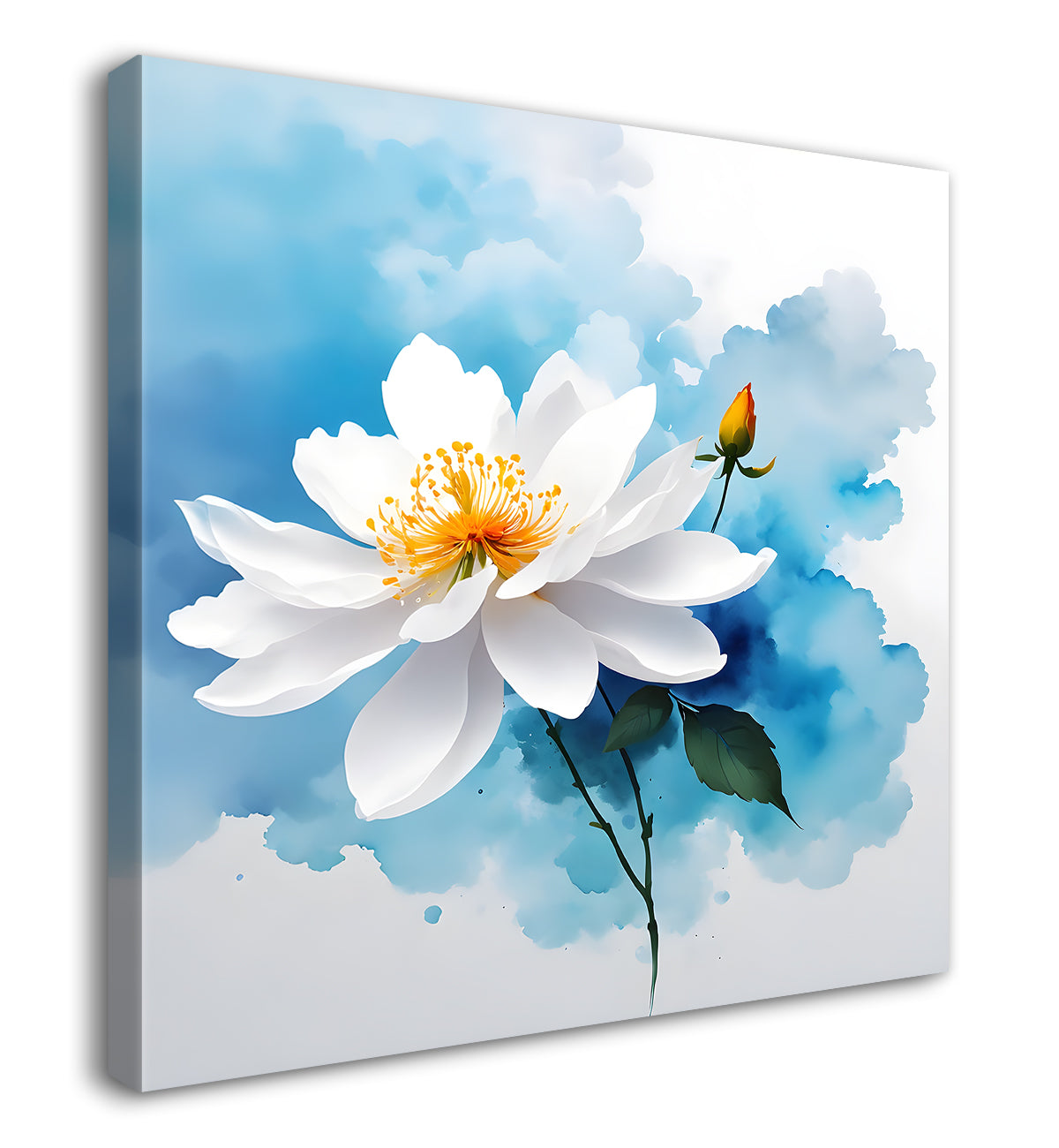 White flower in water colour painting - Flower-S-233