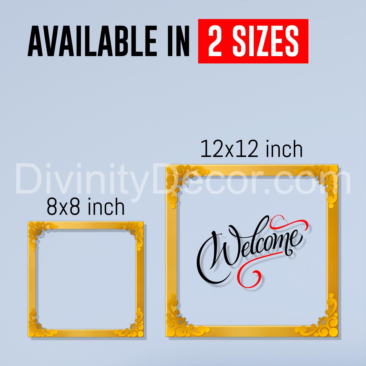 Welcome Golden Plaque for Gifting, Wall Décor Clear UV print with Golden Border-234