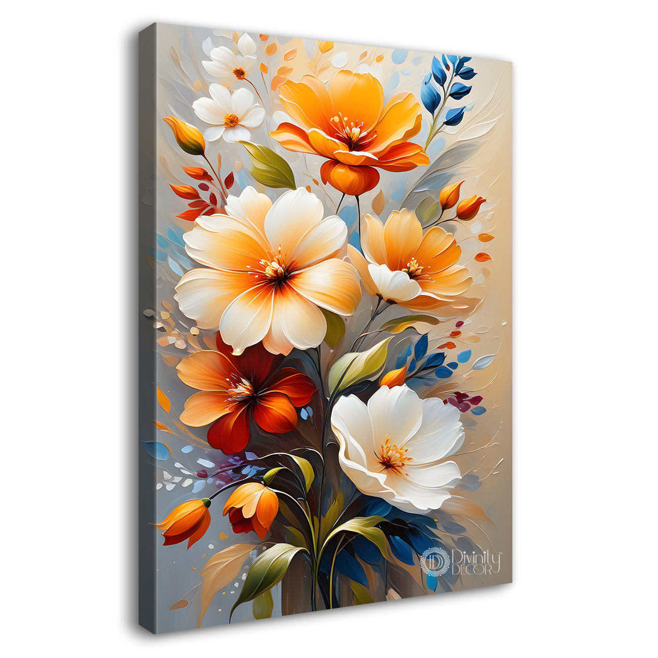 Colourful flowers with light textured painting- Flower-V-234