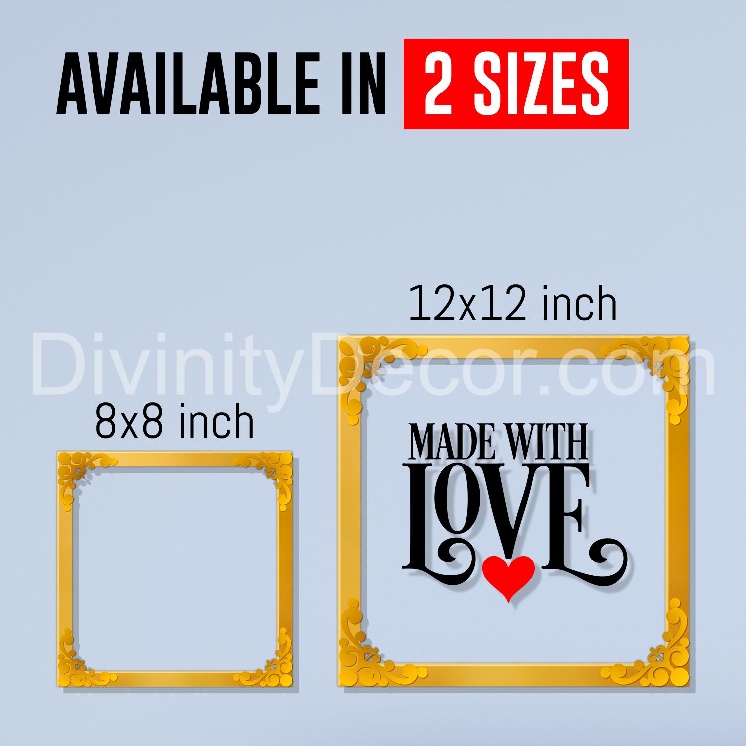 Made with love Golden Plaque for Gifting, Wall Décor Clear UV print with Golden Border-235