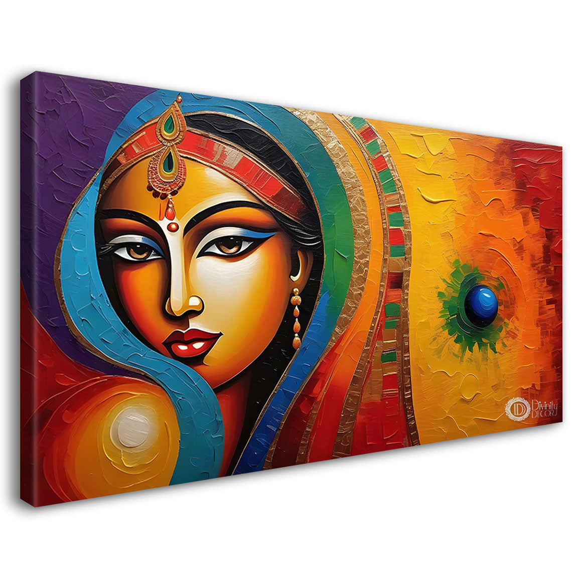 Beautiful lady in colorful dupatta modern art Canvas Painting - Design - Modern-L-235