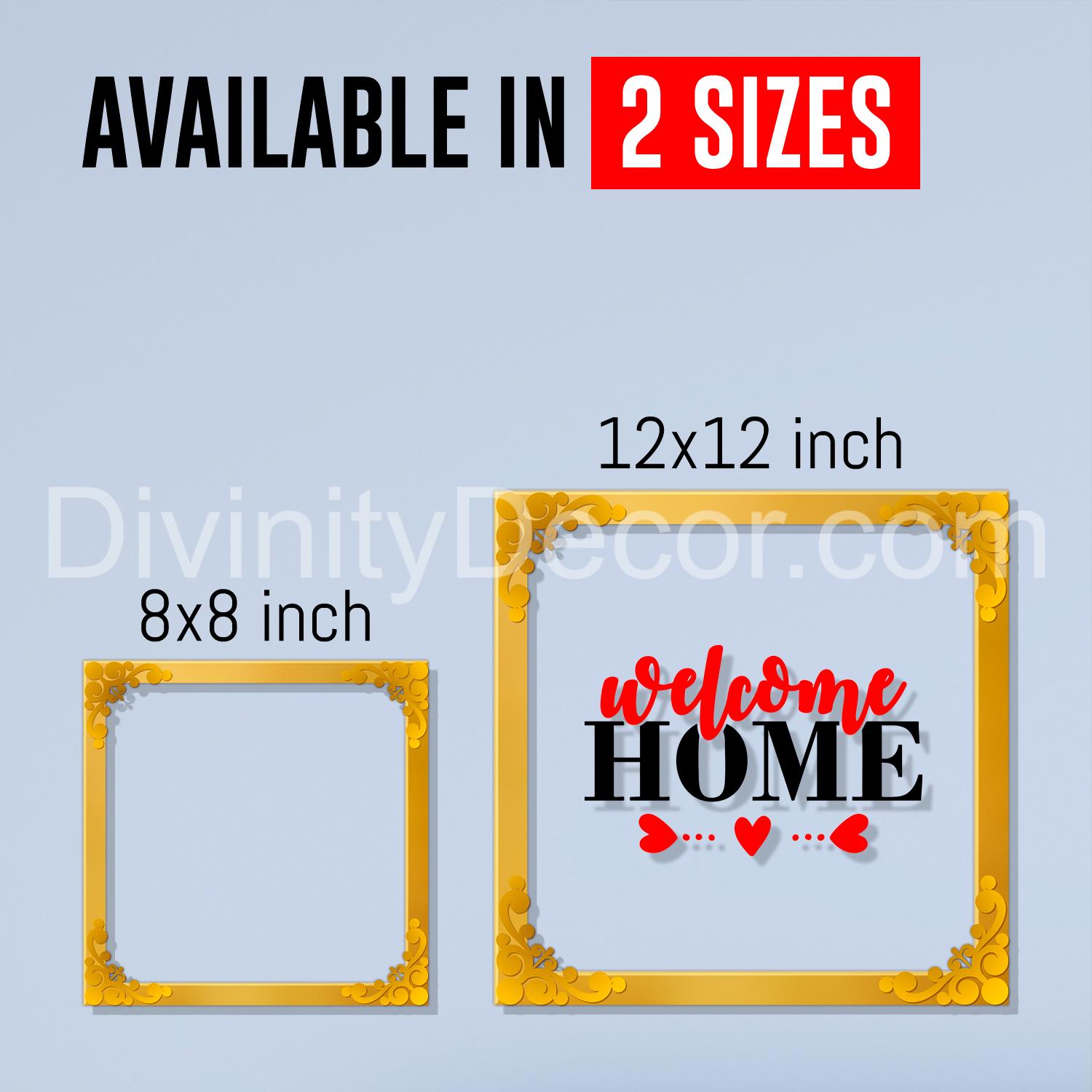 Welcome home Golden Plaque for Gifting, Wall Décor Clear UV print with Golden Border-238