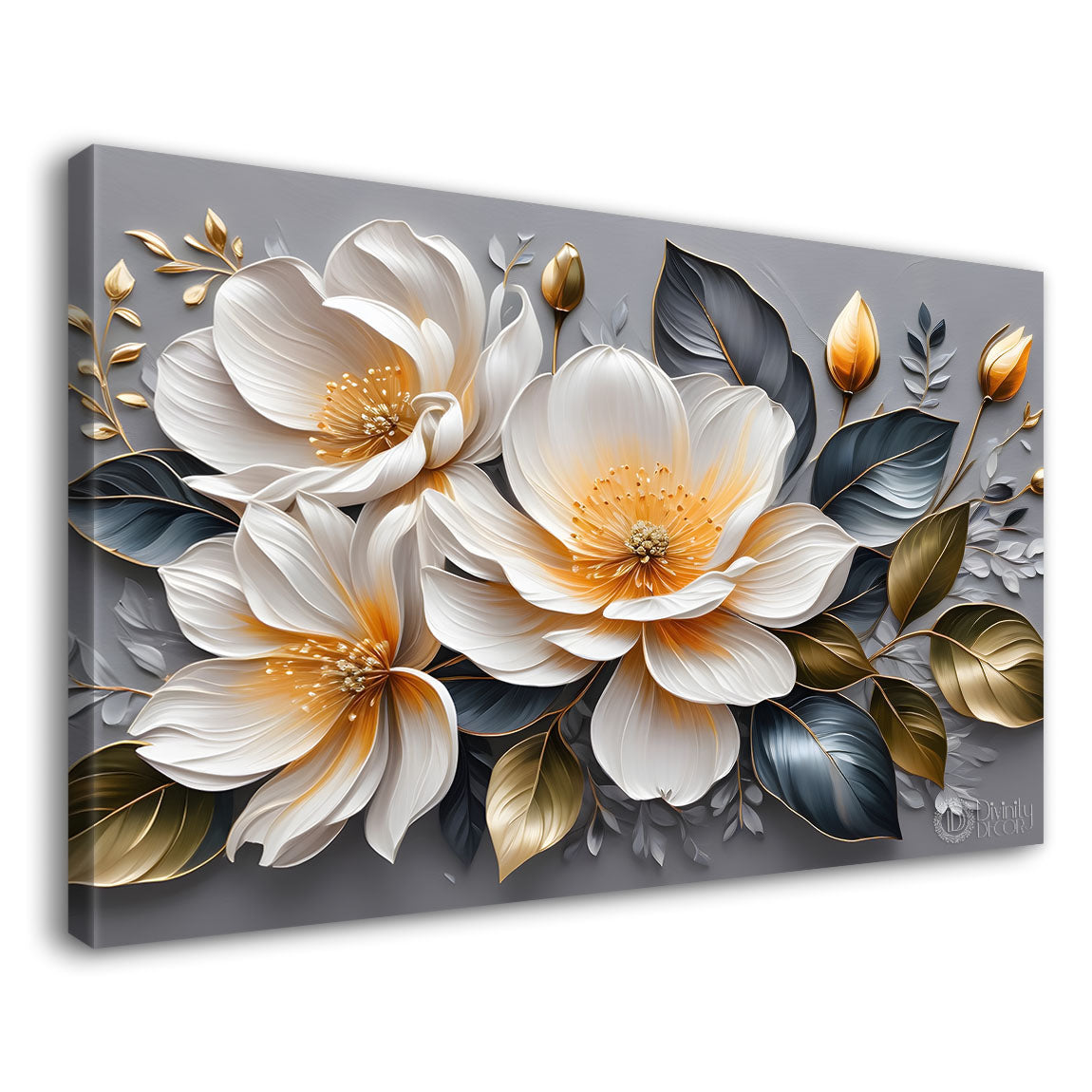 White flowers in grey background- Design - Flower-239