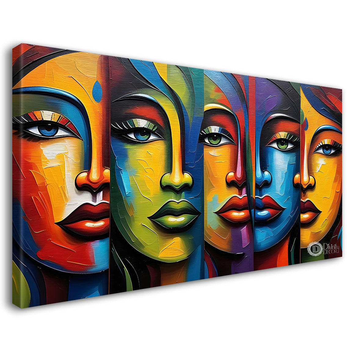 Multiple face colorful textured art Canvas Painting - Design - Modern-L-239