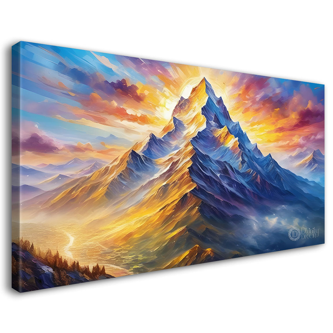 Mountains with colorful sky painting Canvas Painting - Nature Art -239