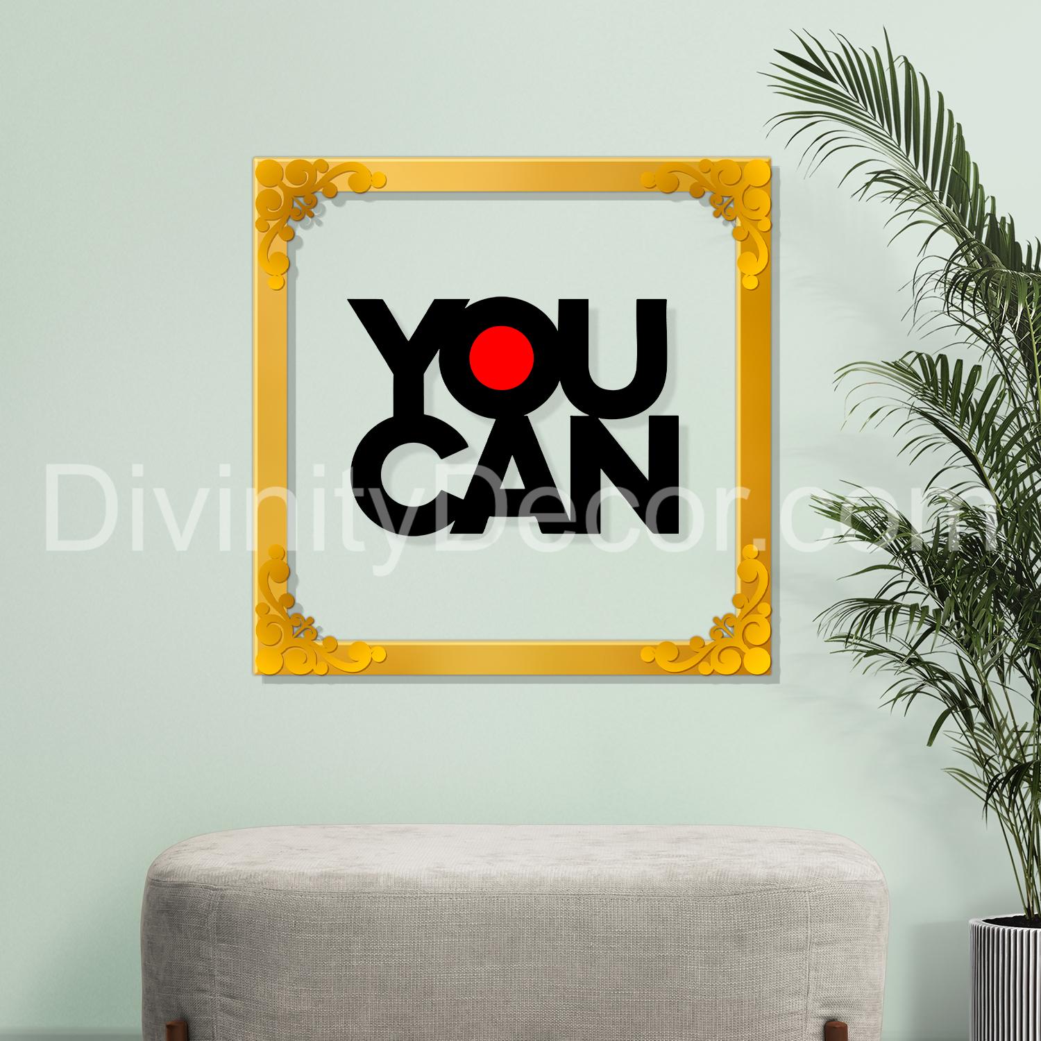 You can Golden Plaque for Gifting, Wall Decor Clear UV print with Golden Border-23