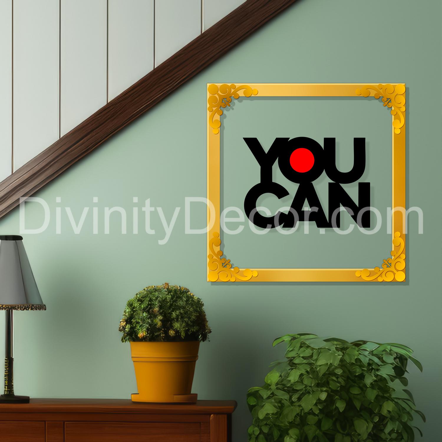 You can Golden Plaque for Gifting, Wall Decor Clear UV print with Golden Border-23
