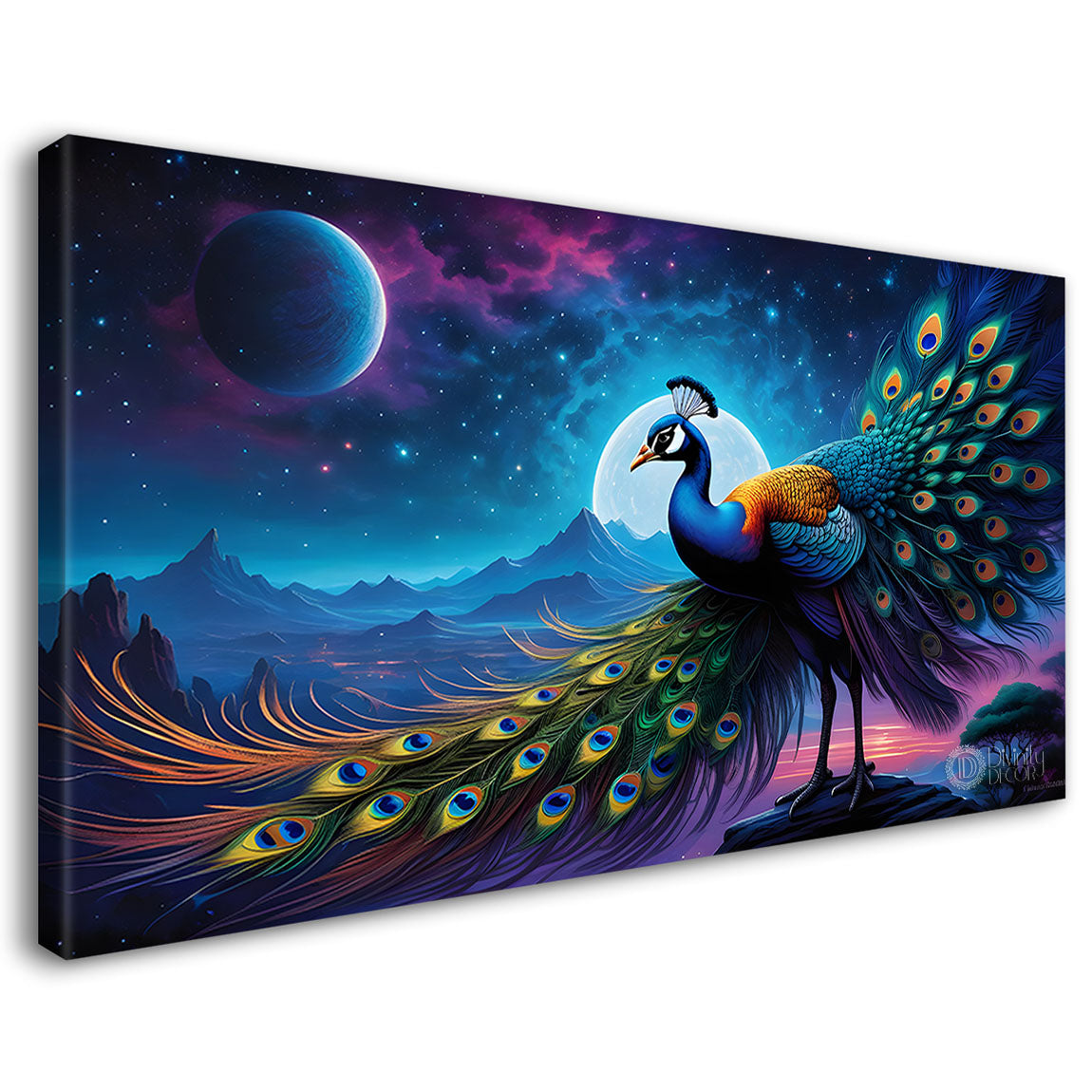 Peacock in the night modern art Canvas Painting - Design - Peacock-24