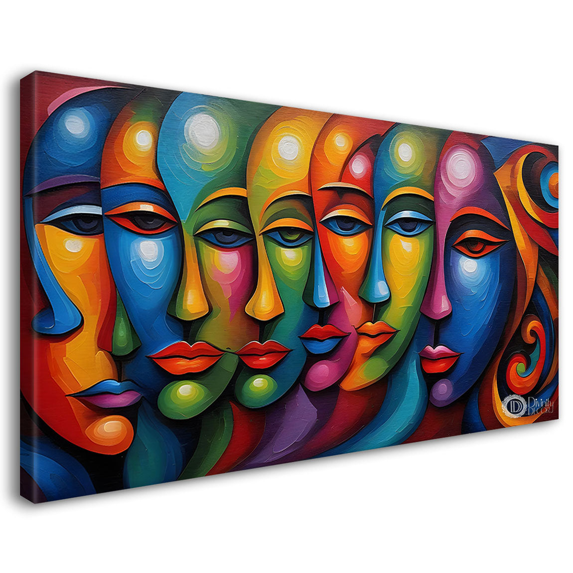 Multiple face colorful textured art Canvas Painting - Design - Modern-L-240