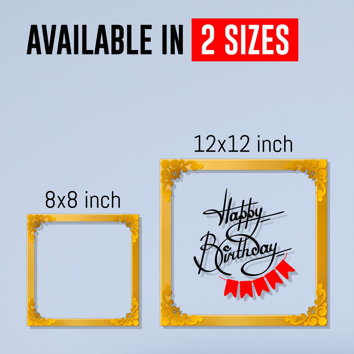 Happy birthday Golden Plaque for Gifting, Wall Décor Clear UV print with Golden Border -241