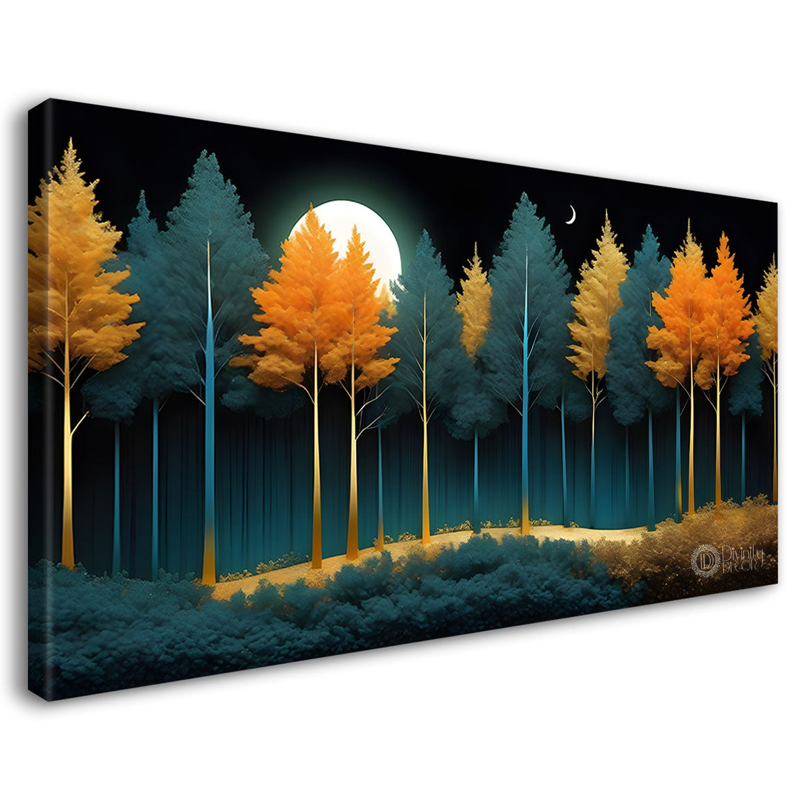 Colorful trees in textured natural art Canvas Painting - Nature Art -242