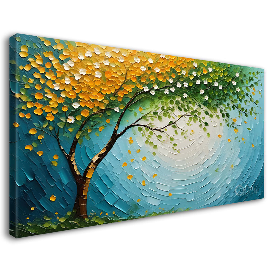 Green tree in bright textured modern art- Design - Tree-243