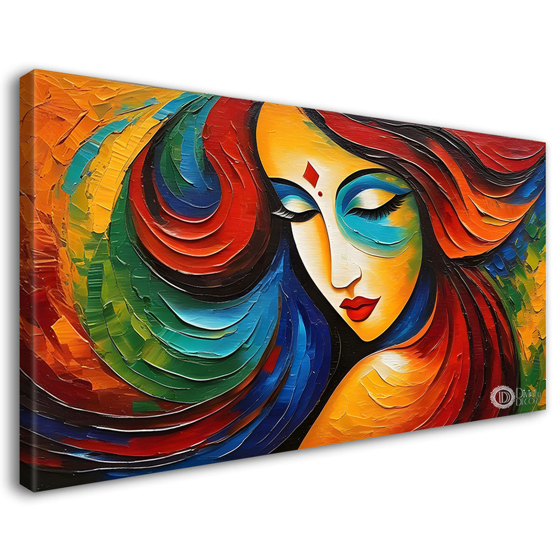 Beautiful lady face painting art Canvas Painting - Design - Modern-L-243