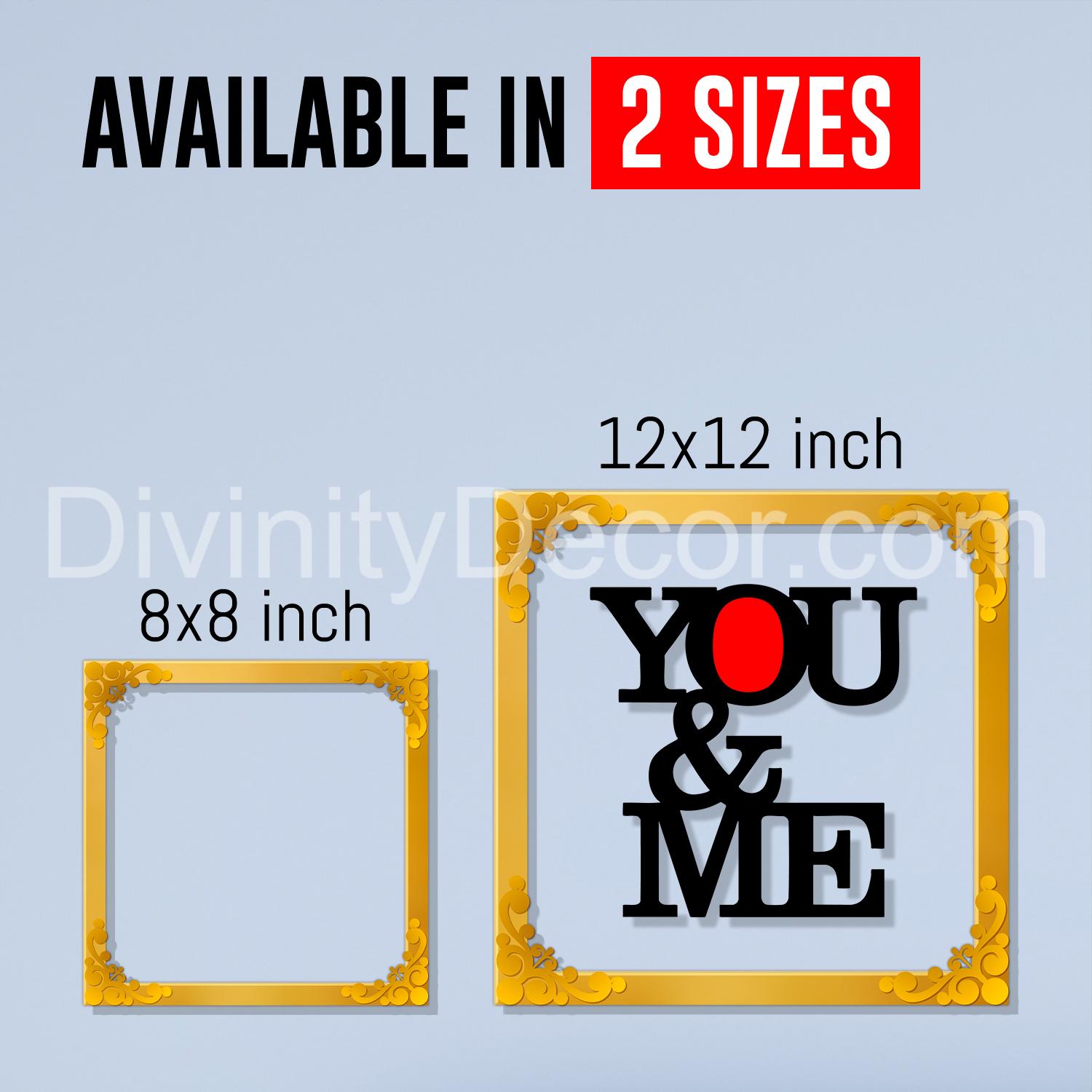 You and me Golden Plaque for Gifting, Wall Décor Clear UV print with Golden Border-244