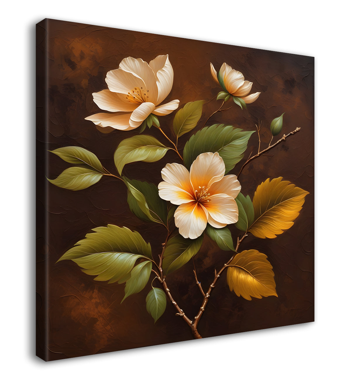 White flowers in brown background - Flower-S-244