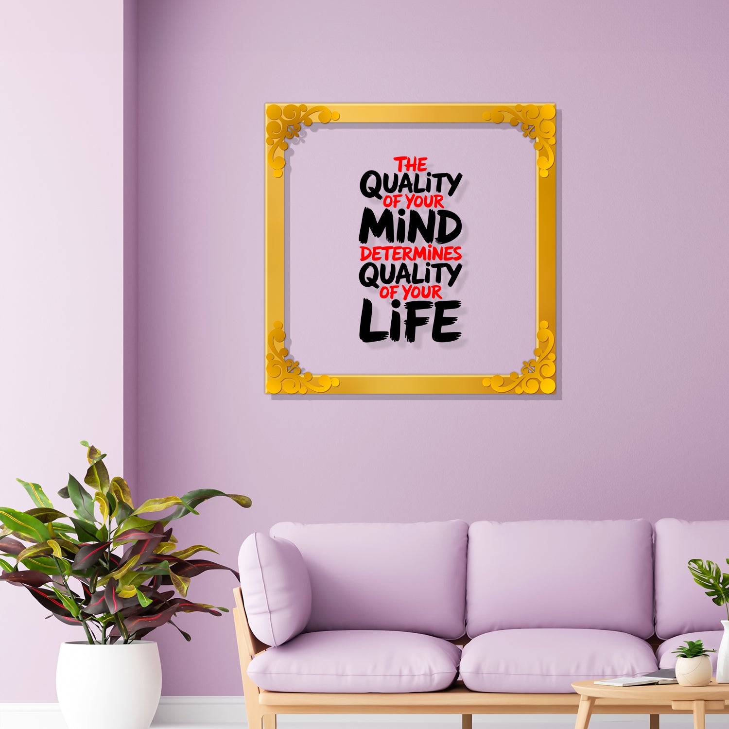 Motivational quote Golden Plaque for Gifting, Wall Décor Clear UV print with Golden Border-246