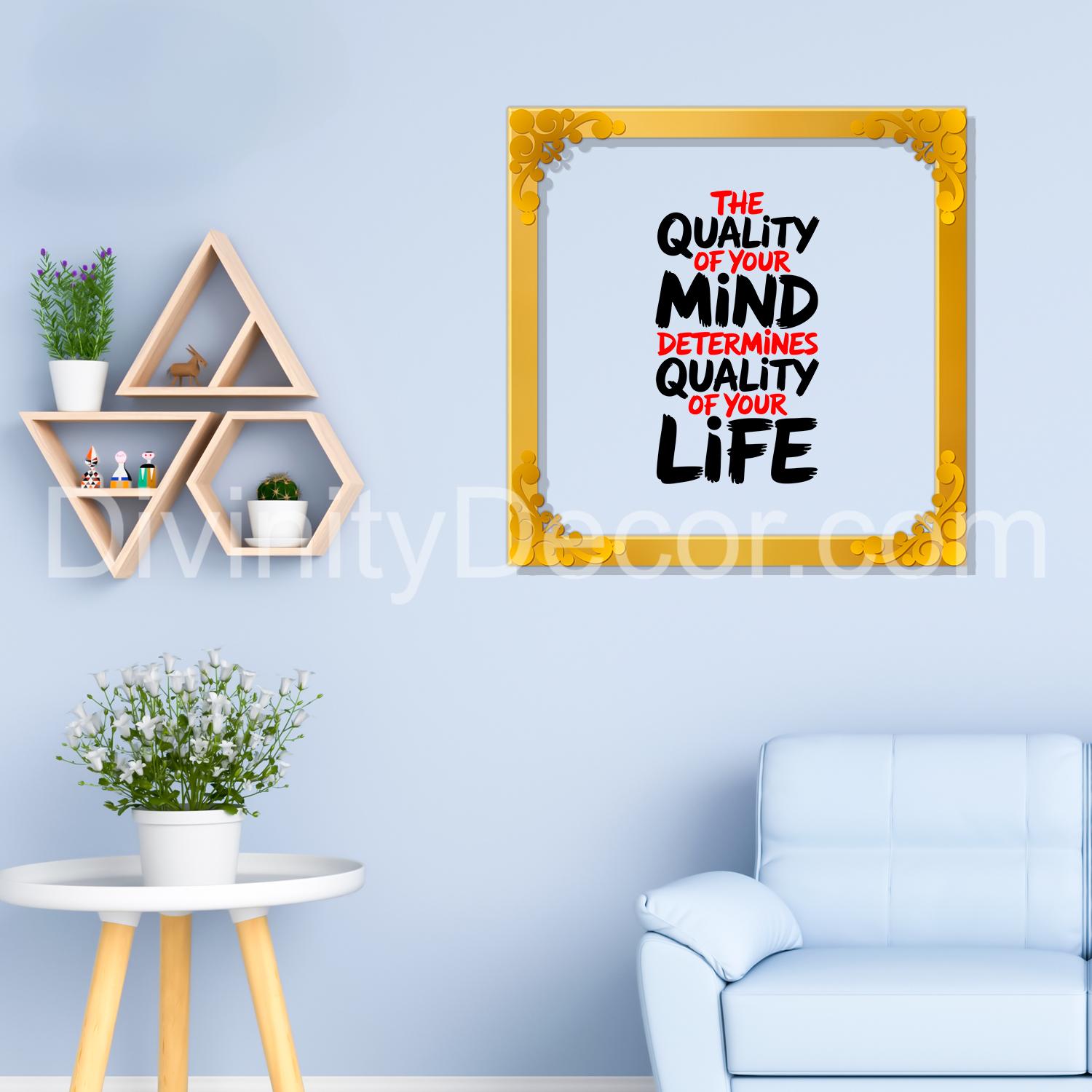 Motivational quote Golden Plaque for Gifting, Wall Décor Clear UV print with Golden Border-246