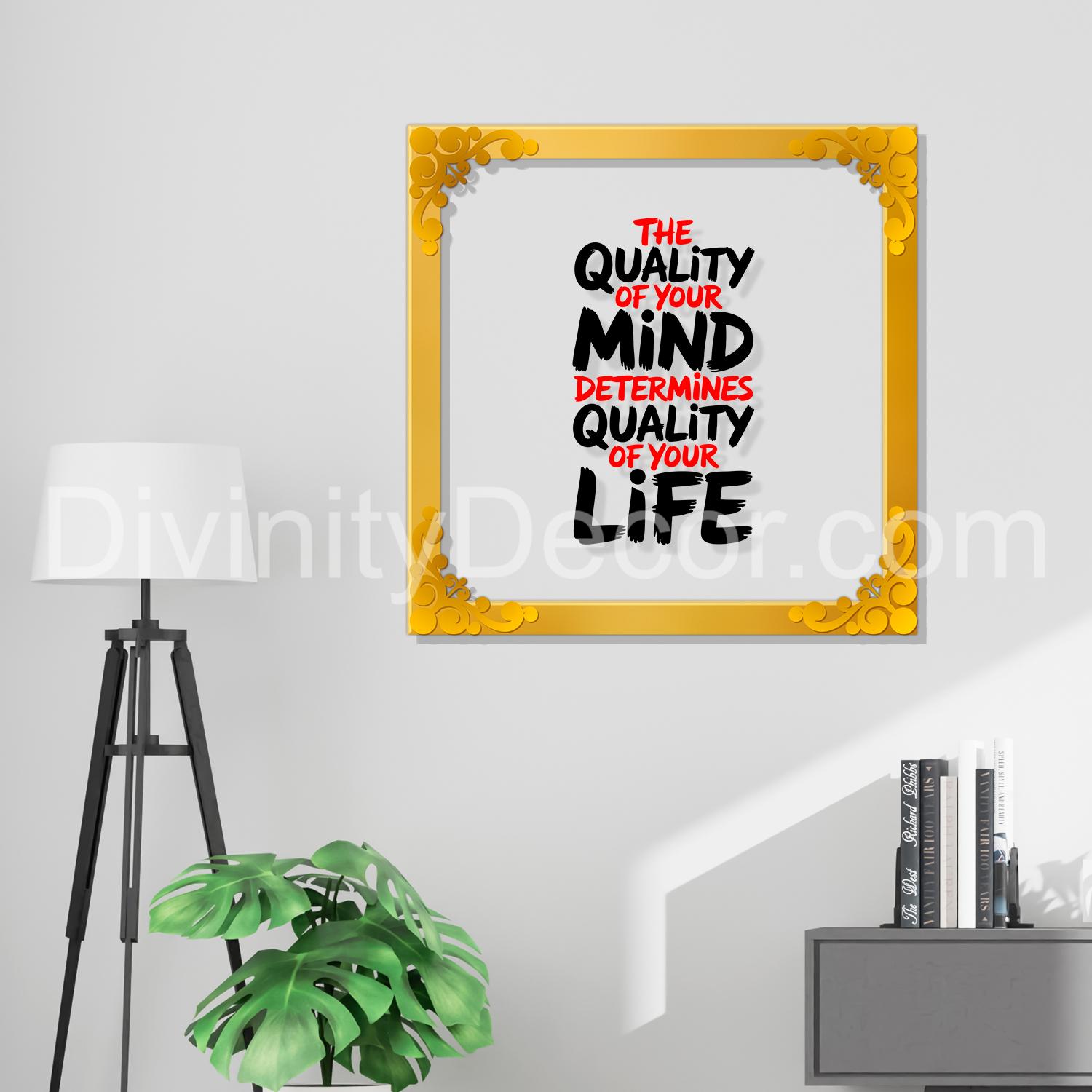 Motivational quote Golden Plaque for Gifting, Wall Décor Clear UV print with Golden Border-246