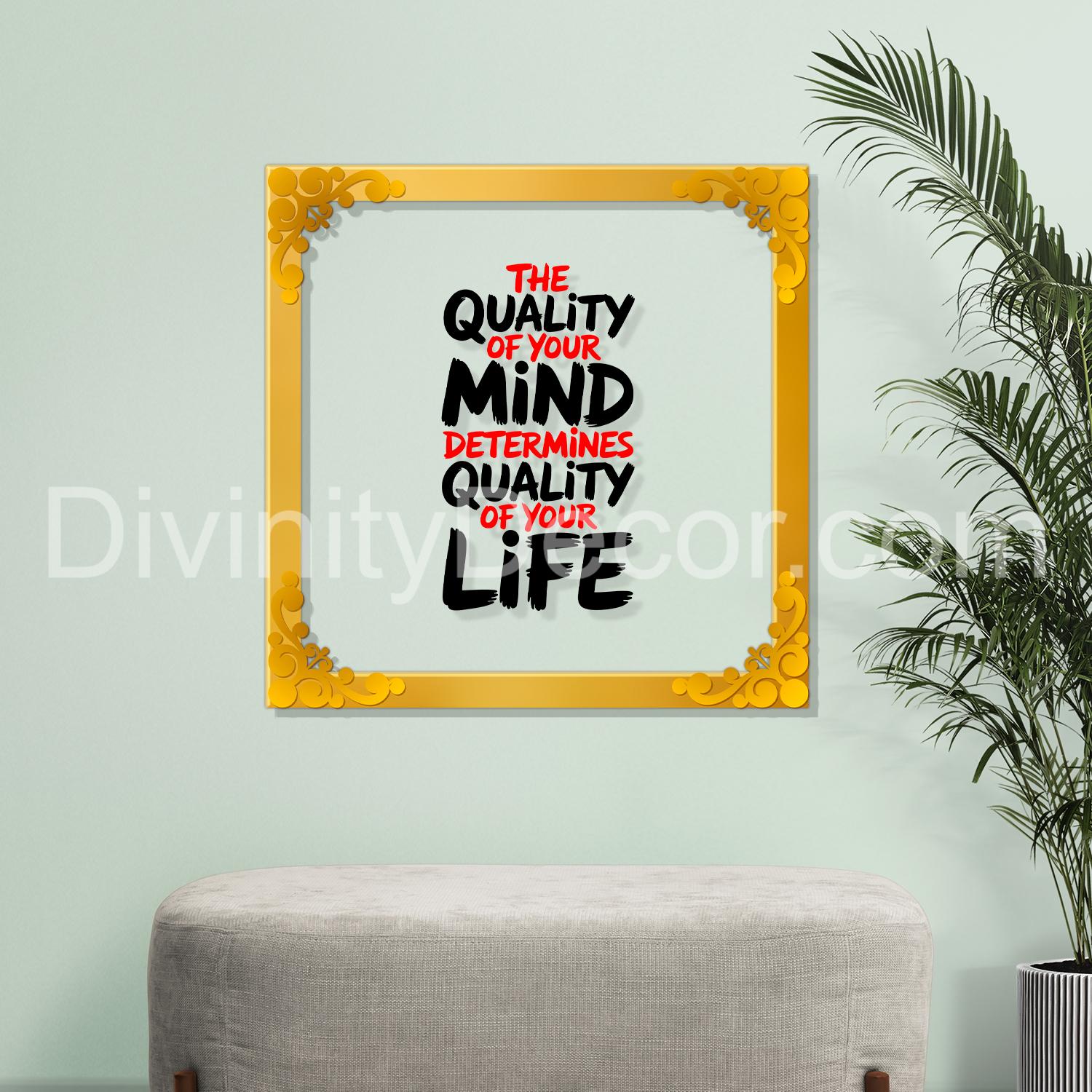 Motivational quote Golden Plaque for Gifting, Wall Décor Clear UV print with Golden Border-246